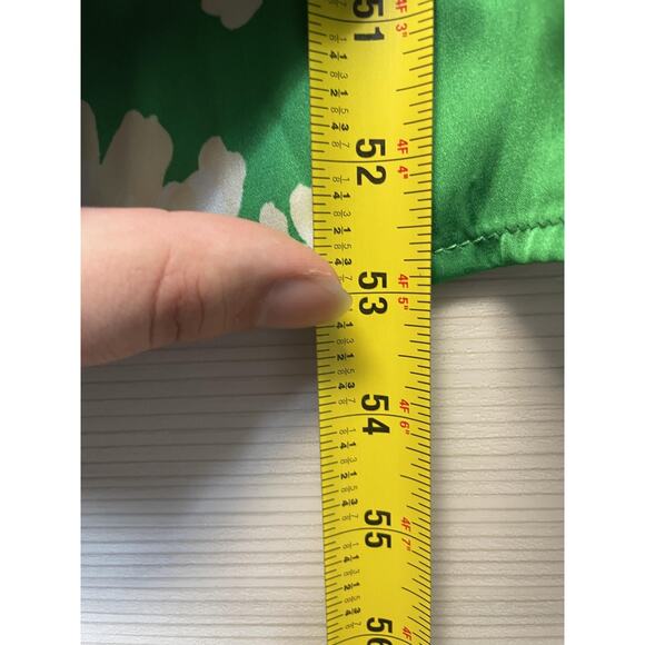 On 34th Dress Womens 3X Green Floral Maxi Puff Sleeve Smocked Waist Lined V Neck - Picture 3 of 10